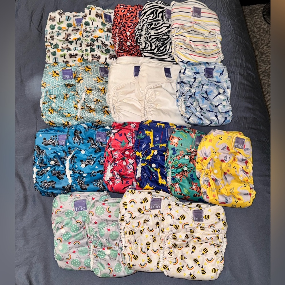 LOT OF 20 BAMBINO MIO Cloth Diapers/Inserts Baby One Size Fits All High Quality